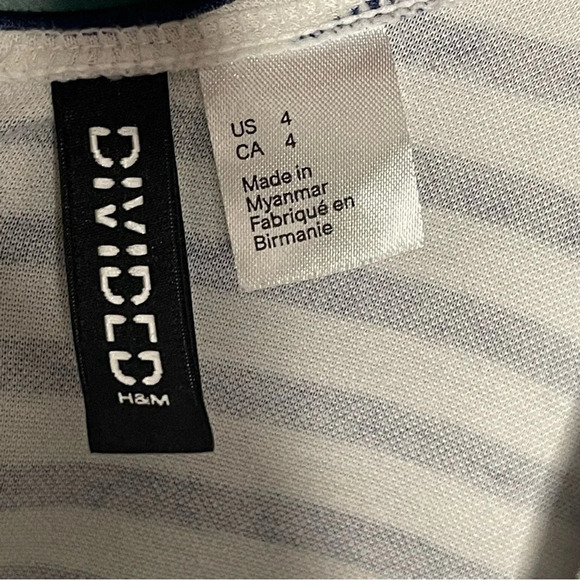 H&M DIVIDED Blue and White Striped Scoop Neck A Line Mini Tank Dress Size 4 - Picture 7 of 7